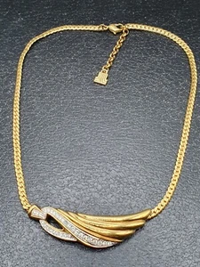 VINTAGE 80'S LANVIN GOLD TONE COSTUME JEWELLERY COLLAR NECKLACE 17" - Picture 1 of 5