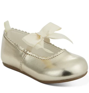 First Impressions Baby Girls Gold Scallop Walker Flat - Picture 1 of 6