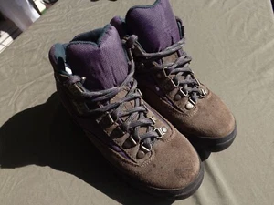 Timberland stivali da donna escursionismo medi nabuk marrone viola taglia 5,5 pelle - Foto 1 di 7