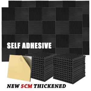 12PCS 5cm Self-Adhesive Studio Acoustic Foam Sound Absorbtion Proofing Panels - Picture 1 of 11