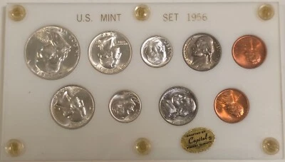 1956 U.S. Mint Uncirculated 90% Silver Set P,D & S in a Capital Holder - Image 1 of 2