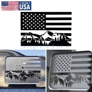 Black Middle Window USA Flag Mountain Vinyl Decal Fit Jeep Gladiator 2020-2024 - Picture 1 of 10
