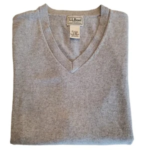 LL Bean Men's Sweater Vest Cashmere Cotton V Neck Gray Old Money XL - Picture 1 of 9