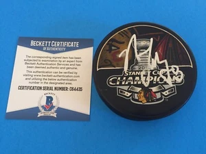 Nick Leddy 2013 Stanley Cup Champions Firmado Puck Auto Beckett Certificado de Autenticidad BAS - Imagen 1 de 1