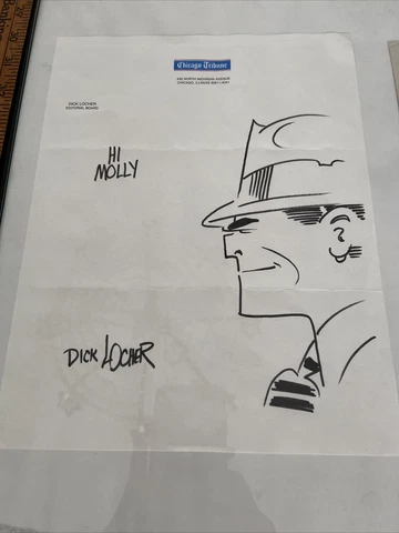 Dick Locher Dick Tracy Comic Signed Autograph Original Art Sketch Vincent Price Cover