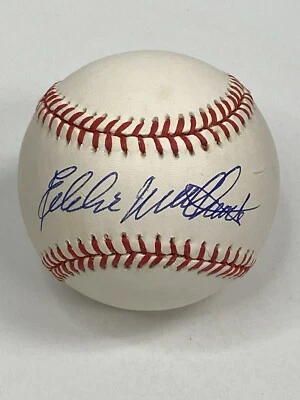 EDDIE MATHEWS signed auto Official National League ONL Baseball HOF Braves JSA - Image 1 of 2