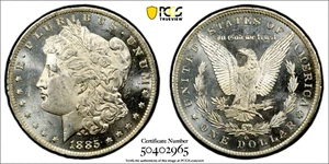 MORGAN SILVER DOLLAR 1885 O PCGS MS 62 PL GLASSY WOW COIN - Picture 1 of 3
