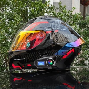 DOT Approved Bluetooth Modular Motorcycle Intercom Helmet Dual Lens Motor Helmet - Picture 1 of 20