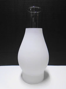 Frosted White Glass Hurricane Lamp Chimney Shade 8 1/2" Height and 3" Fitter EUC - Picture 1 of 3