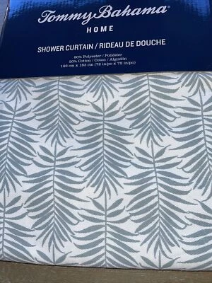 Tommy Bahama Cortina de Ducha Tela Hoja Frondas Palma Verde y Blanco 72" S36 Foto 1 de 4
