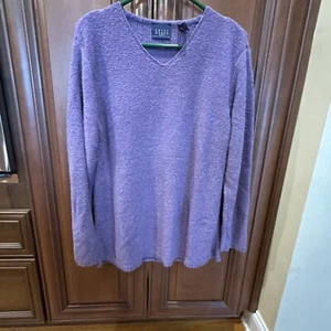 Suéter Vintage Crazy Horse Liz Claiborne Púrpura con Talla Grande L Suave Cuello en V - Imagen 1 de 7