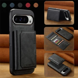For Google Pixel 9 Pro XL 9 8 7 Pro 8A 7A MagSafe Leather Removable Wallet Cover - Picture 1 of 57