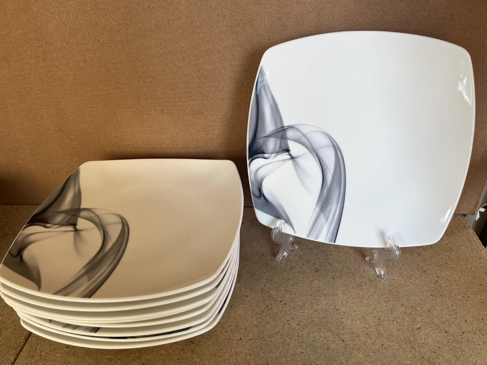 Set Of 9 Mikasa KYA Porcelain Dinner Plate Smoke Swirl 10.25" - Image 1 of 3