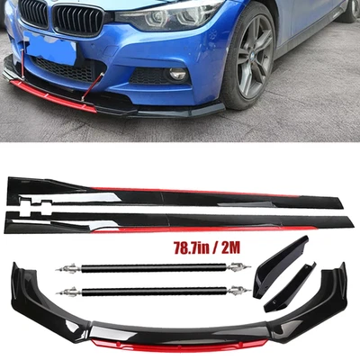 Glossy Black Look Red Front Lip Chin Bumper Side Skirt For BMW 220i 228i - Изображение 1 из 4