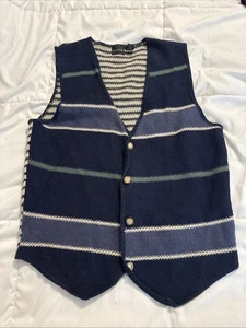 Structure Brand Button Sweater Vest Large Blue Stripes - Picture 1 of 4
