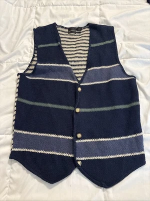 Structure Brand Button Sweater Vest Large Blue Stripes - Image 1 of 4