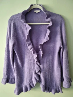 CC Country Casuals Large Lilac Angora Blend Ruffle Frilly Bolero Cardigan - Image 1 of 4