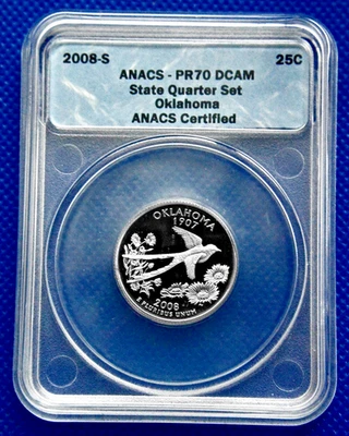 2008-S - Oklahoma State Quarter - ANACS-PR70 DCAM  N1477 - Image 1 of 3