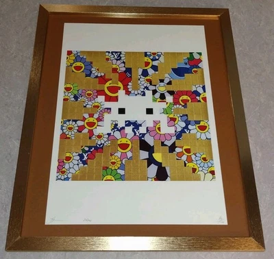 DEATH NYC ltd ed signed FRAMED art print 45x32cm Invader x Takashi Murakami  - Image 1 of 3