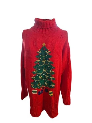 Suéter Árbol Vintage Marisa Christina Colección Navidad 1995 Grande Rojo Foto 1 de 4