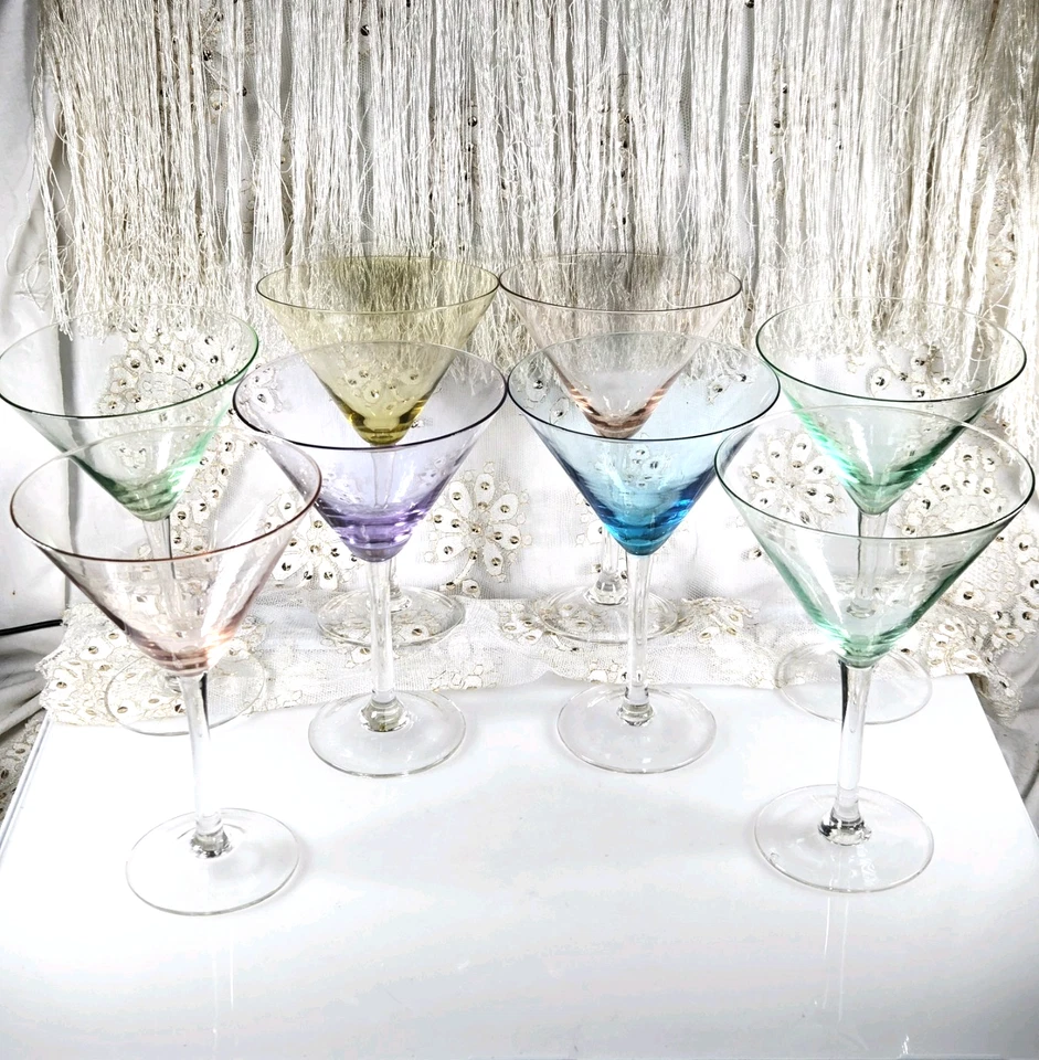 Set of 8 Circleware Individually Colored Martini Glasses Romania 7.25"H - Image 1 of 4