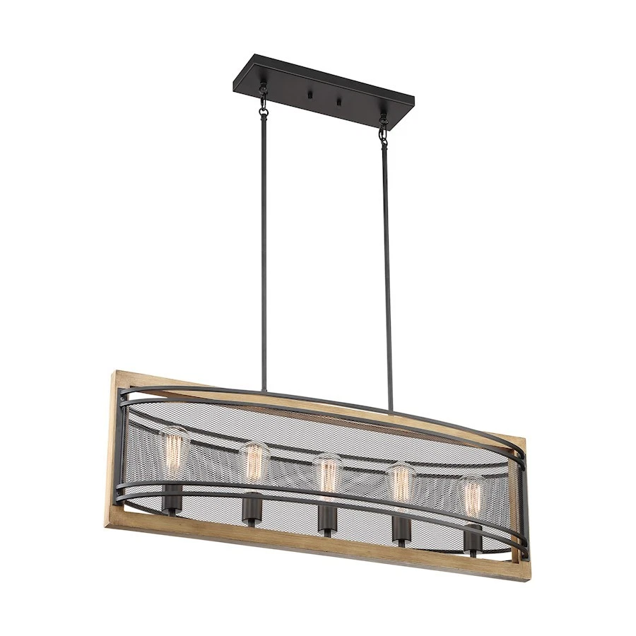 Colgante Isla 5 Luces Nuvo Lighting Atelier, Negro/Madera Miel - 60-7265 Foto 1 de 1