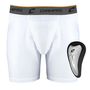 Champro Multisport Herren Kompressions Boxershorts mit Cup - Weiß - Large - Bild 1 von 1