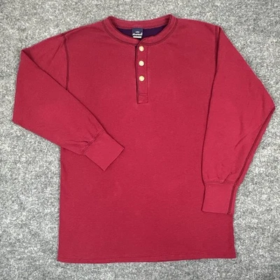Camisa Henley Térmica Doble Plegable De Colección Para Hombres L Roja 3 Botones Manga Larga Hecha en EE. UU. Foto 1 de 4