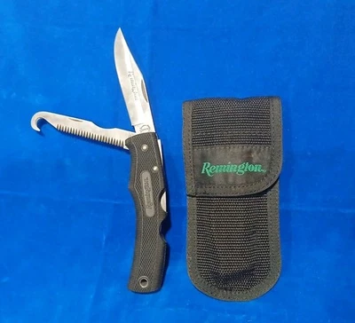 Cuchillo Remington Grizzly DBL Lockback con gancho de sierra de hoja y bolsa de nailon nuevo Foto 1 de 4