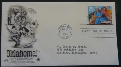 US Envelope, First Day Issue, 29¢ Oklahoma, 50th Anniversary (5002) - Image 1 of 4