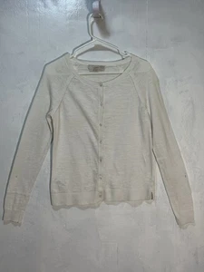 Loft Long Sleeve White Knit Cardigan Sweater Women’s Sz S Light weight - Picture 1 of 8