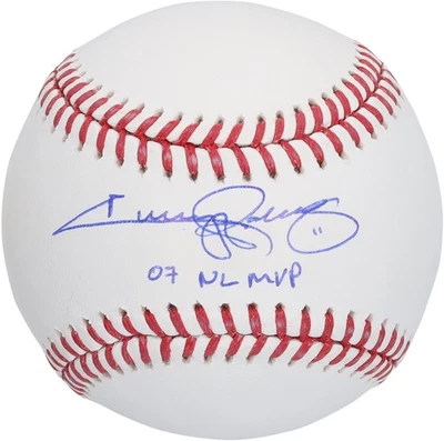 Béisbol firmado por Jimmy Rollins Philadelphia Phillies con inscripción "07 NL MVP" Foto 1 de 3