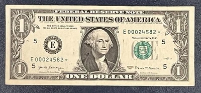 2017 Richmond $1 STAR NOTE #E00024582*  50K Run #1 LOW SERIAL NUMBER - Image 1 of 4