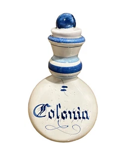 Pier 1 Keramik Öl oder Essig weiß blau Ring Akzente Italien 5 1/2" hoch Vintage - Bild 1 von 8