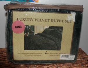 King Luxury Velvet Duvet Dark Olive - Picture 1 of 3