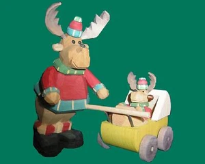 Smoked elk carved with stroller colorful Seiffen Erzgebirge Norway NEW - Picture 1 of 1