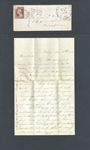 1861 #11A Type W/4 Page Letter On Ladies Cover Pink Inside 2" X 4.75" - Picture 1 of 1