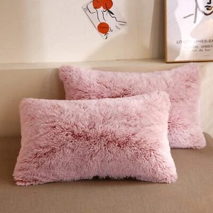 XeGe Faux Fur Throw Pillow Cases, Plush Shaggy Ultra Soft Pillow Covers, Fluffy - Picture 1 of 6