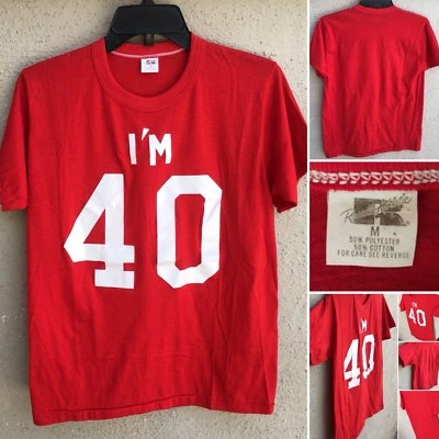Vintage I’M 40 T Shirt Iron On tee Russell Athletic Size M 1970s 70s - Image 1 of 4