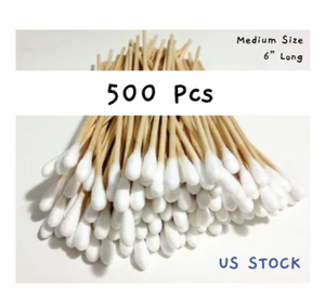 500 Pc Cotton Swab Applicator Q-tip Swabs 6" Extra Long Wood Handle Cleaning New - Picture 1 of 2