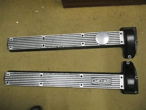 Jaguar ribbed alloy cam covers pair & oil cap Series 2 E-type 240 340 etc - Picture 1 of 5