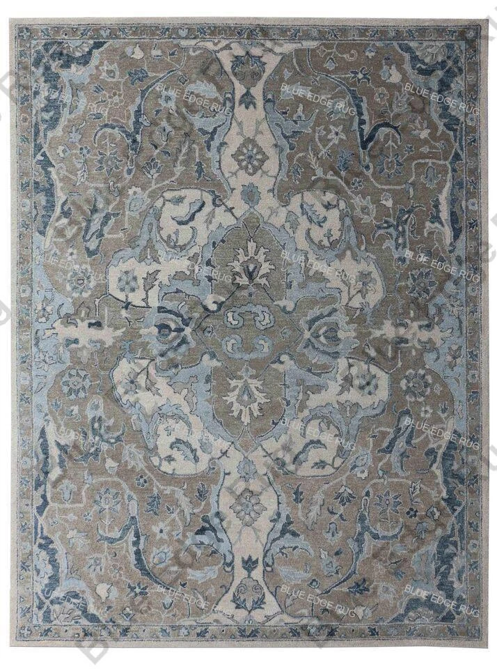 William Morris Nolan Wool Area Rugs Medallion Bohemian Carpet Hand Tufted. - Image 1 of 4