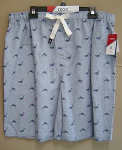 Pigiama balena nuovo con etichette $45 IZOD uomo LT ALTO COTONE TESSUTO SLUB BLU MEDIO - Foto 1 di 4
