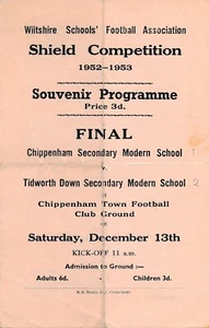 CHIPPENHAM TOWN FC - Chippenham Sec Modern School v Tidworth Down Boys 1952/1953 - Imagen 1 de 1