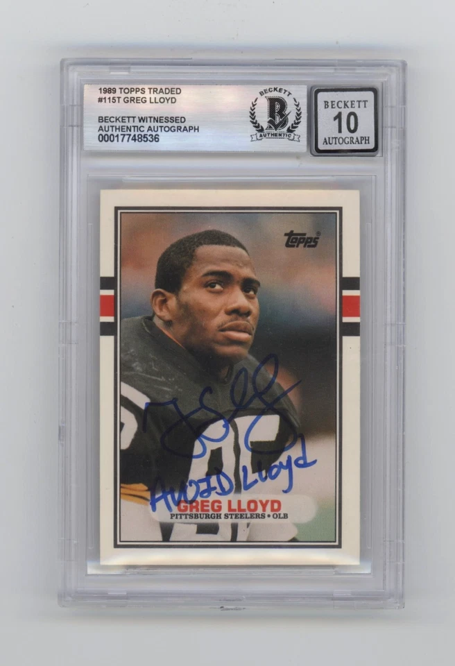 Greg Lloyd 1989 Topps #115T RC Signed w Avoid Lloyd Beckett BGS 10 Auto Steelers - Image 1 of 1