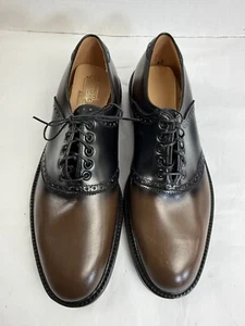 Scarpe da sella vintage Oxford 8,5 B marrone nero mai indossate - Foto 1 di 18