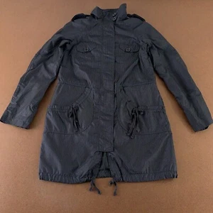 Xhilaration Women's Size Small Black Striped Lightweight Full Zip Midi Jacket - Picture 1 of 7