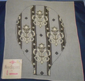 Reynolds Madeira Needlepoint Canvas Preworked Wool Floral 17.5x20" Vintage New - Picture 1 of 5