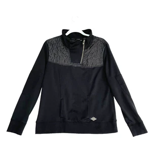Harley-Davidson H-D Performance Sweatshirt 1/4 Zip Pullover Women's Large Black - Picture 1 of 15