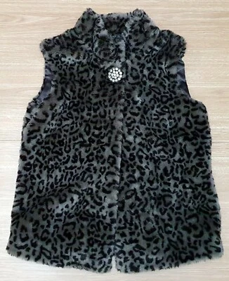 Debenhams Estrella Falso Animal Estampado Buscar Chaleco Negro Gris Botón Up Age - Imagen 1 de 4